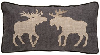 Two Moose Rustic Cabin Throw Pillow (Insert Included) 14" x 26"