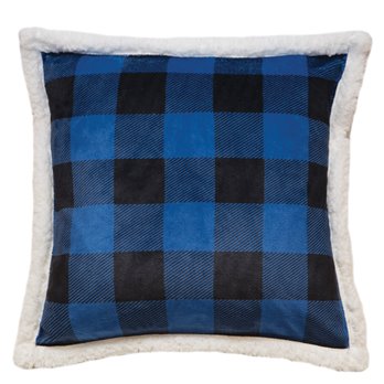 Carstens Wrangler Blue Lumberjack Buffalo Plaid Sherpa Fleece Throw Pillow 18x18