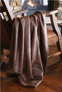Carstens Crocodile Brown Faux Leather Throw Blanket