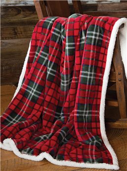 Holiday Red Plaid Sherpa Throw Blanket 54" x 68"
