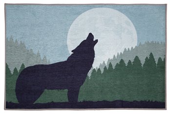 Howling Wolf Small Rustic Cabin Area Rug Doormat 24" x 36"
