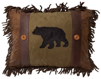 Olive Bear and Button Rustic Cabin Throw Pillow (Insert Included) 16" x 20"