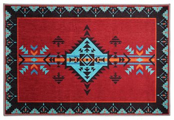Red Southwestern Small Area Rug Doormat 24" x 36"