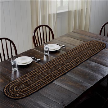 Black &amp; Tan Jute Oval Runner 13x72