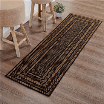 Black &amp; Tan Jute Rug/Runner Rect w/ Pad 24x78