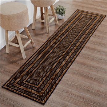 Black &amp; Tan Jute Rug/Runner Rect w/ Pad 24x96