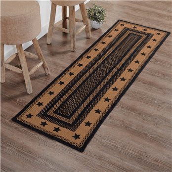 Farmhouse Jute Rug/Runner Rect Stencil Stars w/ Pad 24x78