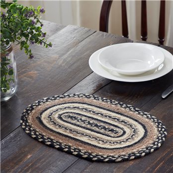 Sawyer Mill Charcoal Creme Jute Oval Placemat 10x15