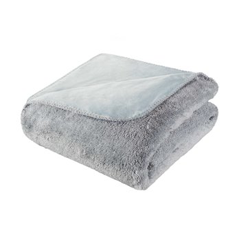 Martex Easy Living Heathered Jacquard Sherpa Gray Throw