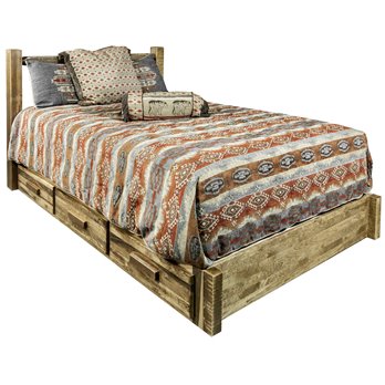 Homestead Twin Platform Bed w/ Storage - Stain & Lacquer Finish