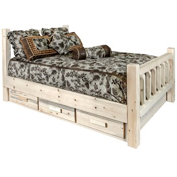 Homestead Cal King Bed w/ Storage - Clear Lacquer Finish