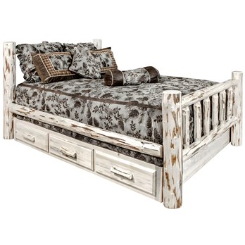Montana Cal King Bed w/ Storage - Clear Lacquer Finish