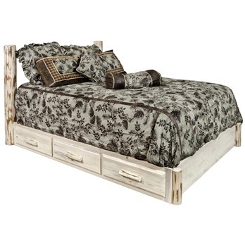 Montana Cal King Platform Bed w/ Storage - Clear Lacquer Finish