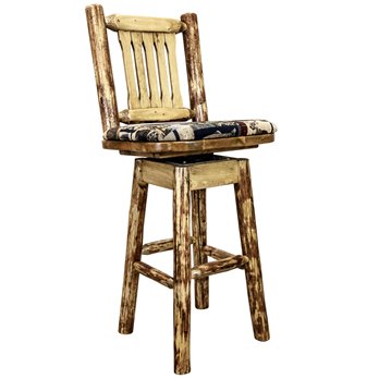 Glacier Counter Height Barstool w/ Back, Swivel & Woodland Upholstery