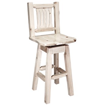 Homestead Barstool w/ Back & Swivel - Clear Lacquer Finish