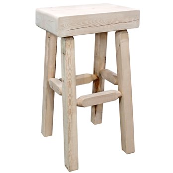 Homestead Half Log Barstool - Clear Lacquer Finish