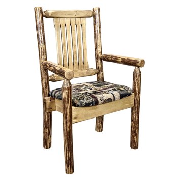 Glacier Captain's Chair w/ Upholstered Seat in Woodland Pattern
