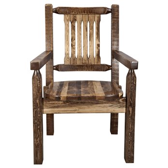 Homestead Captain's Chair w/ Ergonomic Wooden Seat - Stain & Clear Lacquer Finish