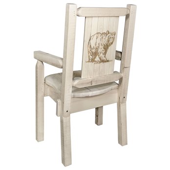 Homestead Captain's Chair w/ Laser Engraved Bear Design - Clear Lacquer Finish