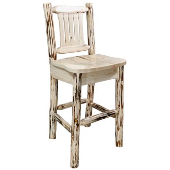 Montana Barstool w/ Back - Clear Lacquer Finish - Ergonomic Wooden Seat