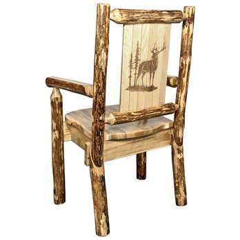 Glacier Captain's Chair w/ Laser Engraved Elk Design