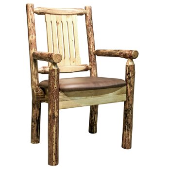 Glacier Captain's Chair w/ Upholstered Seat in Saddle Pattern