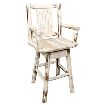 Montana Counter Height Swivel Captain's Barstool w/ Woodland Upholstery - Clear Lacquer Finish