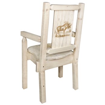 Homestead Captain's Chair w/ Laser Engraved Moose Design - Clear Lacquer Finish