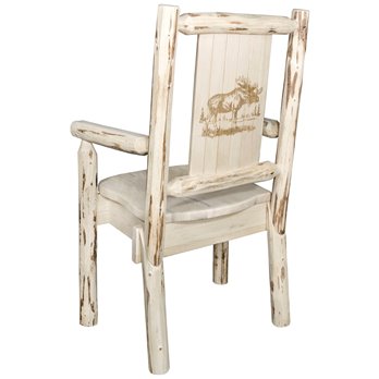 Montana Captain's Chair w/ Laser Engraved Moose Design - Clear Lacquer Finish