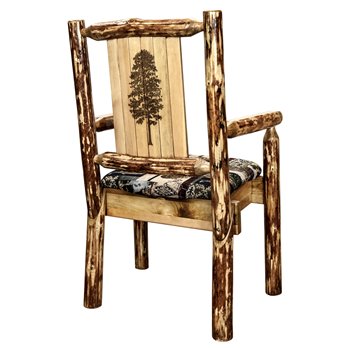 Glacier Captain's Chair - Woodland Upholstery w/ Laser Engraved Pine Tree Design