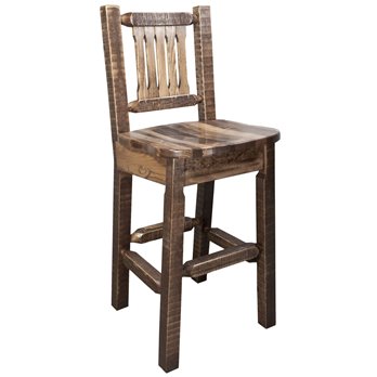 Homestead Counter Height Barstool w/ Back - Stain & Lacquer Finish