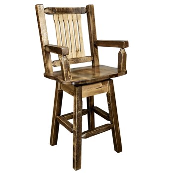 Homestead Captain's Barstool w/ Back & Swivel - Stain & Lacquer Finish