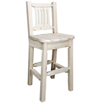 Homestead Barstool w/ Back & Ergonomic Wooden Seat - Ready to Finish