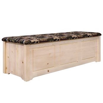 Homestead Blanket Chest w/ Woodland Upholstery - Clear Lacquer Finish