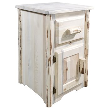 Montana End Table w/ Drawer & Left Hinged Door - Clear Lacquer Finish