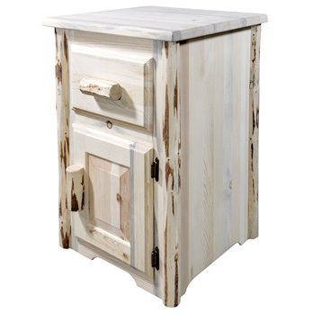 Montana End Table w/ Drawer & Right Hinged Door - Clear Lacquer Finish