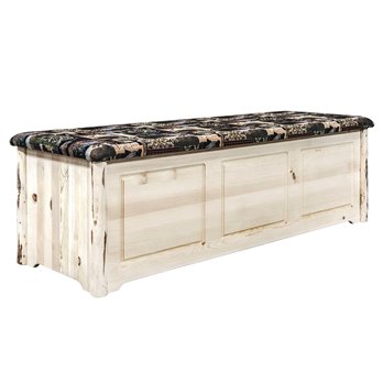 Montana Blanket Chest w/ Woodland Upholstery - Clear Lacquer Finish