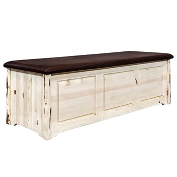 Montana Blanket Chest w/ Saddle Upholstery - Clear Lacquer Finish