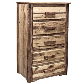 Homestead 5 Drawer Chest of Drawers - Stain & Clear Lacquer Finish