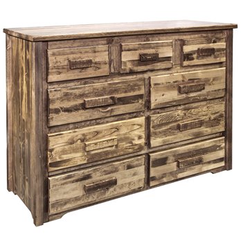 Homestead 9 Drawer Dresser - Stain & Clear Lacquer Finish