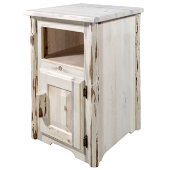 Montana End Table w/ Right Hinged Door - Clear Lacquer Finish