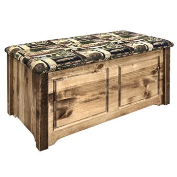 Homestead Small Blanket Chest w/ Woodland Upholstery - Stain & Lacquer Finish