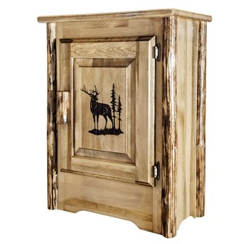 Glacier Right Hinged Accent Cabinet w/ Laser Engraved Elk Design