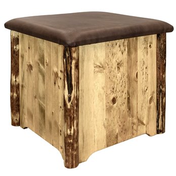 Glacier Upholstered Ottoman w/ Storage & Saddle Upholstery