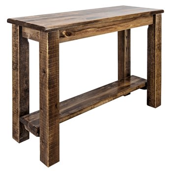 Homestead Console Table w/ Shelf - Stain & Clear Lacquer Finish