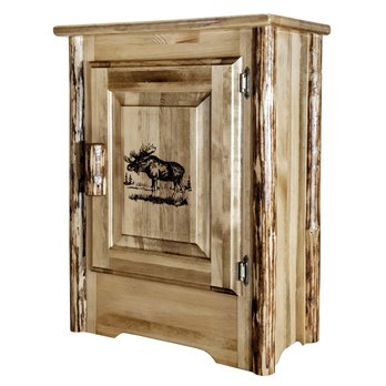 Glacier Right Hinged Accent Cabinet w/ Laser Engraved Moose Design