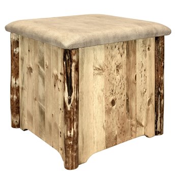 Glacier Upholstered Ottoman w/ Storage & Buckskin Upholstery