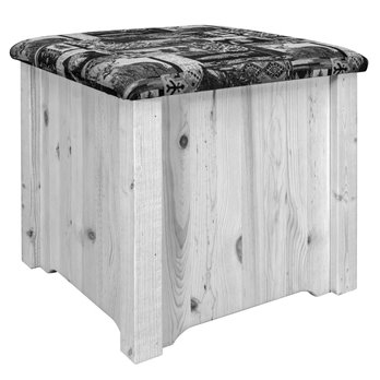 Homestead Upholstered Ottoman w/ Storage & Woodland Upholstery - Stain & Clear Lacquer Finish