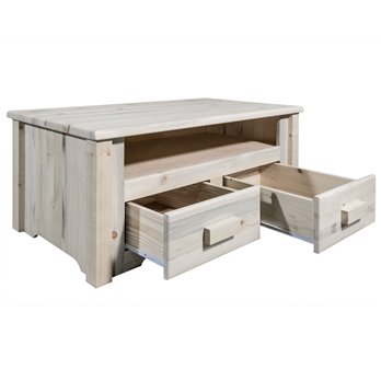 Homestead Coffee Table w/ 2 Drawers - Clear Lacquer Finish