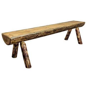 Glacier 5 Foot Half Log Bench - Exterior Stain Finish